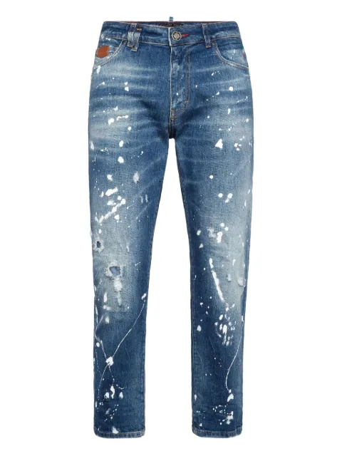 Philipp Plein Detroit Fit paint-splatter jeans Blue AAECMDT4140PDE004N