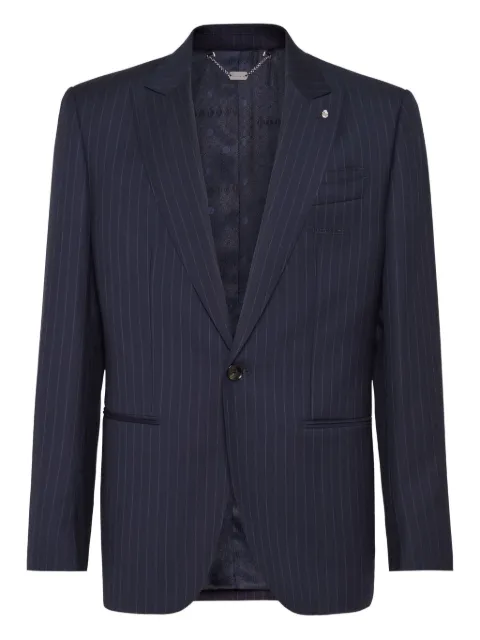 Billionaire Gessato pinstripe single-breasted blazer Blue OAECMRF2014BTE004N