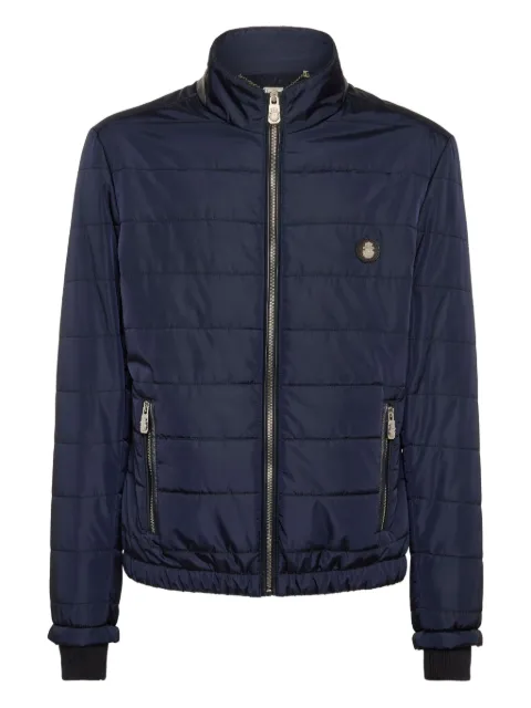 Billionaire quilted leather-trimmed padded jacket Blue OAECMRB2826BTE004N