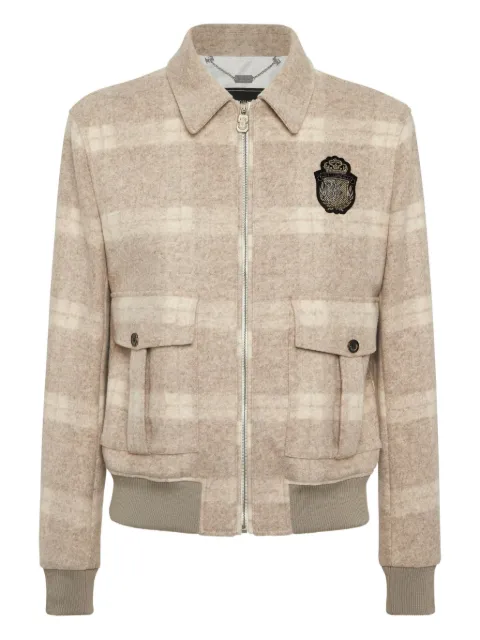 Billionaire check-crest bomber jacket Neutrals OAECMRB2823BTE025N