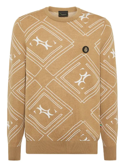 Billionaire geometric-pattern wool pullover Neutrals OAECMKO1491BTE004N