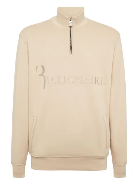 Billionaire logo-print half-zip sweatshirt Neutrals OAECMJB3906BTE004N