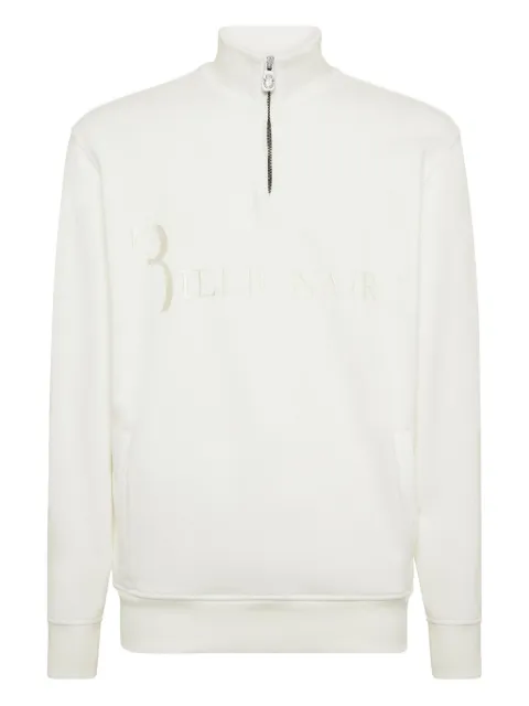 Billionaire logo-embroidered half-zip jacket White OAECMJB3906BTE004N