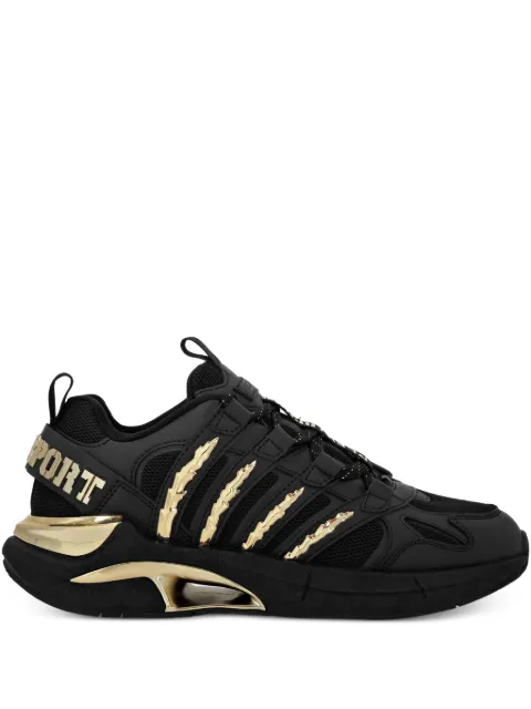 Plein Sport gold-detail mesh sneakers Black FAESUSC0852STE003N