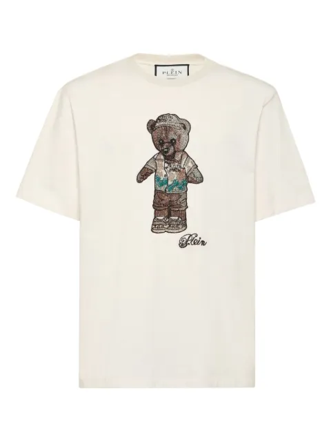 Philipp Plein teddy bear-embellished T-shirt White FAECMTK8391PJY002N
