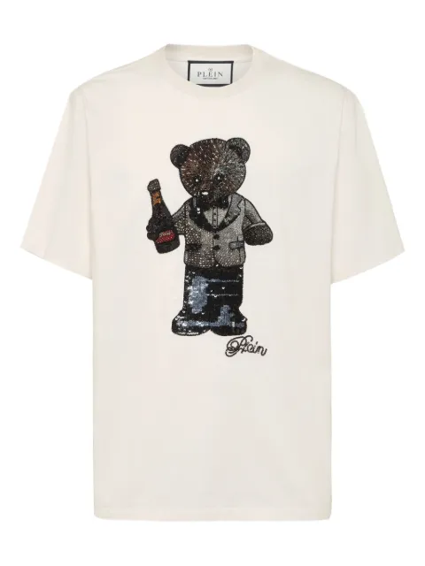 Philipp Plein teddy bear-embellished T-shirt White FAECMTK8386PJY002N