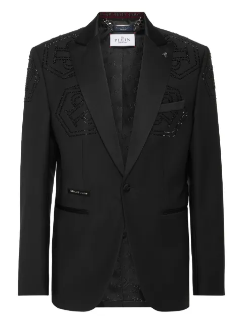 Philipp Plein rhinestone-embellished blazer Black FAECMRF1861PTE076N