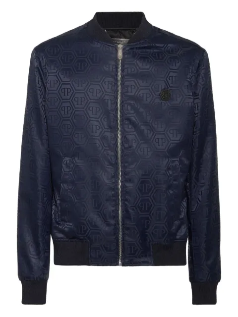 Philipp Plein monogram-pattern bomber jacket Blue FAECMRB2846PTE003N
