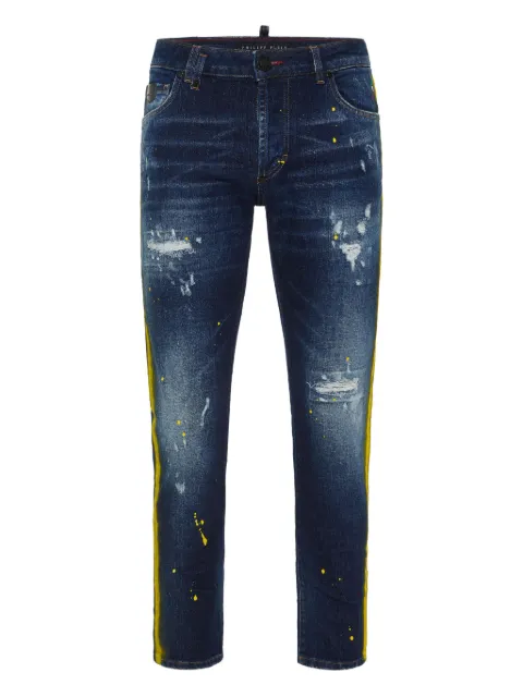 Philipp Plein distressed straight-leg jeans Blue FAECMDT4139PDE004N