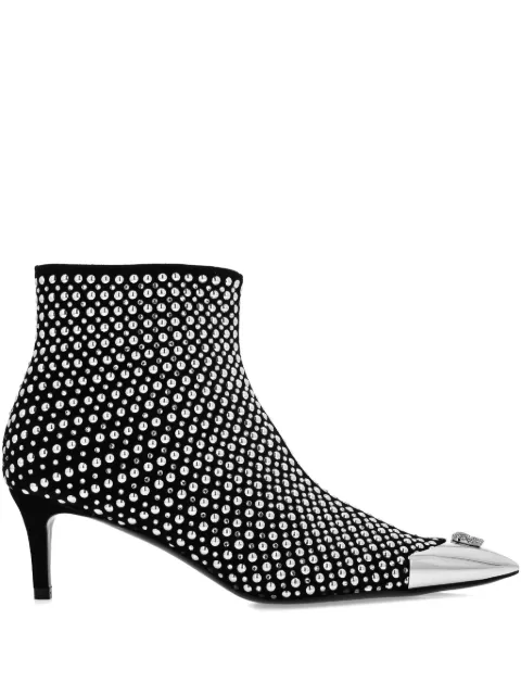 Philipp Plein low heel ankle boots studs and strass skull Black AAESWSE0955PLE009N