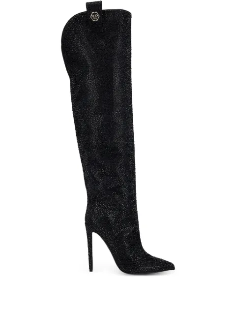 Philipp Plein high-heel high boots mixed strass Hexagon Black AAESWSE0953PLE009N