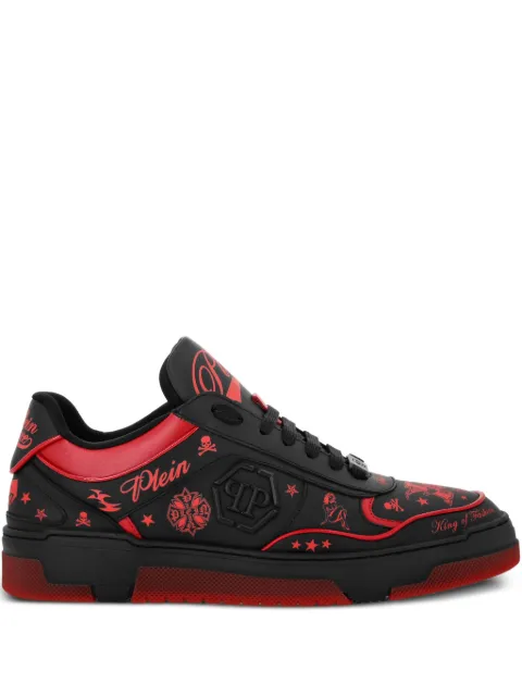 Philipp Plein nappa leather low top sneakers All-Over Plein Black AAESUSC0874PLE005N