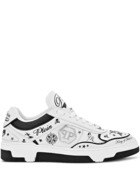 Philipp Plein nappa leather low top sneakers All-Over Plein White AAESUSC0874PLE005N