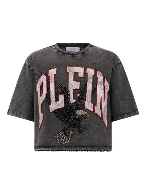 Philipp Plein eagle-print crop T-shirt Grey AAECWTK3866PTE004N