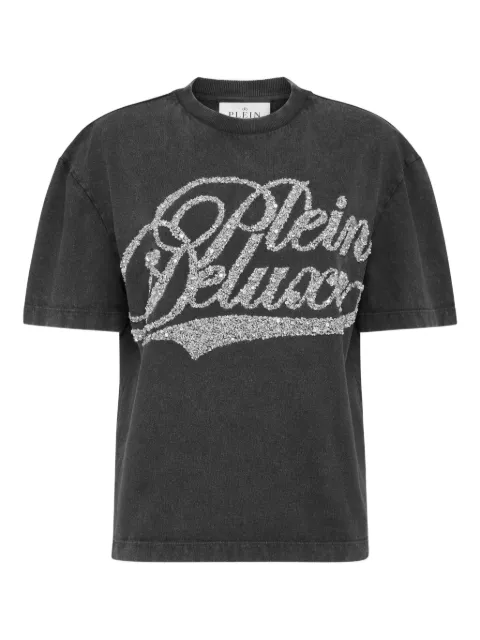 Philipp Plein sequin-embellished logo-lettering T-shirt Black AAECWTK3829PTE004N