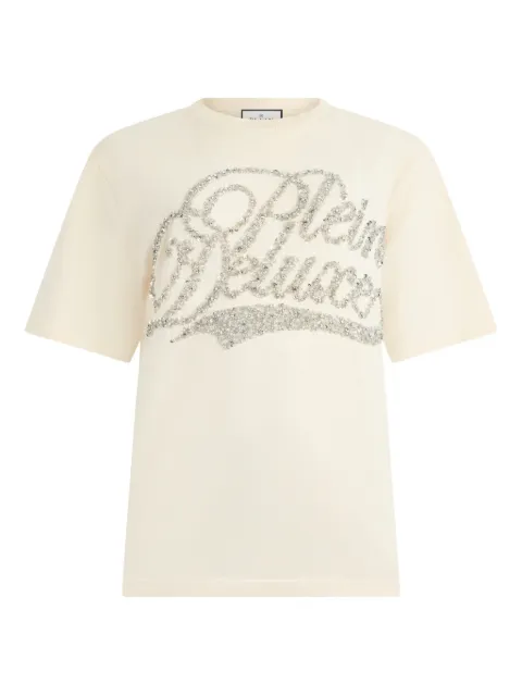 Philipp Plein signature embellished T-shirt White AAECWTK3829PTE004N