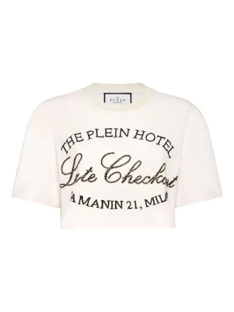 Philipp Plein crystal-embellished short-sleeved top White AAECWTK3776PJY002N