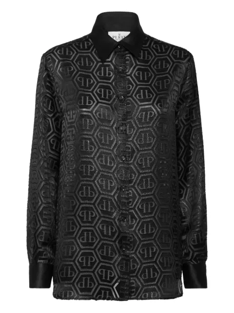 Philipp Plein monogram-pattern shirt Black AAECWRP0540PTE003N