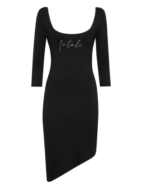 Philipp Plein three-quarter sleeve asymmetric dress Black AAECWRG3544PJY002N