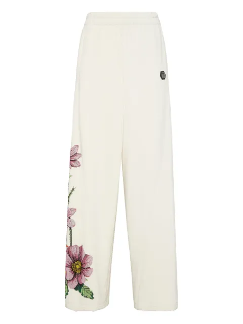 Philipp Plein floral embroidered trousers Neutrals AAECWJT2162PTE003N