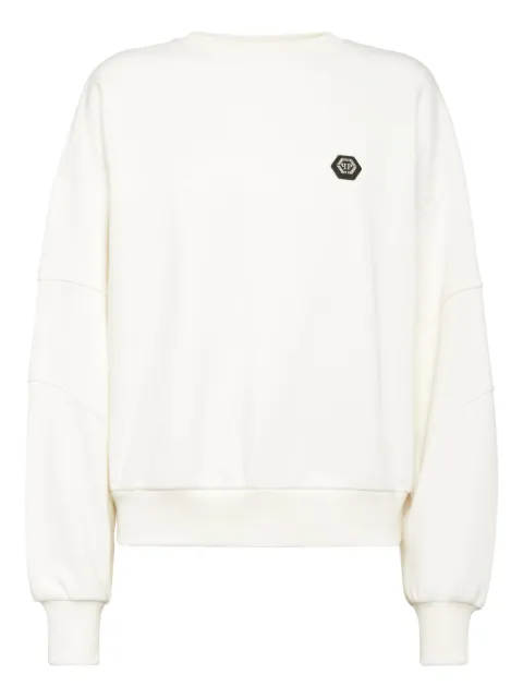 Philipp Plein fleece round neck sweatshirt ogo Fatale White AAECWJO1087PTE180N