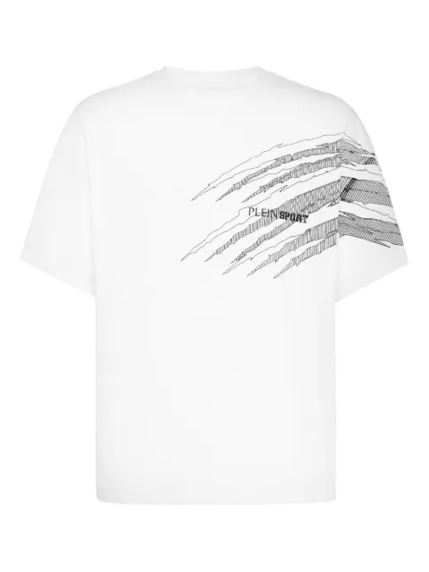 Plein Sport scratch-print T-shirt White AAECMTK8766STE001N