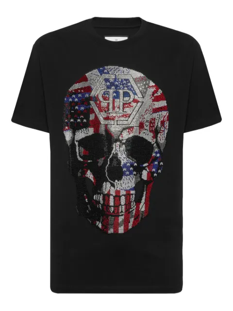 Philipp Plein round neck T-shirt Skull America Black AAECMTK8735PJY002N