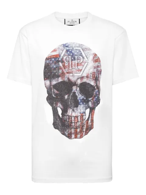 Philipp Plein Skull America T-shirt White AAECMTK8734PJY002N