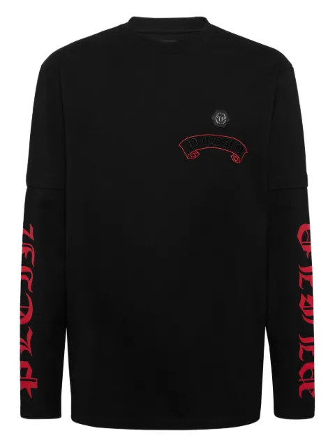 Philipp Plein logo-embroidered t-shirt Black AAECMTK8689PJY002N
