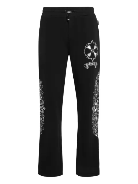 Philipp Plein chrome-crest-embroidered track pants Black AAECMJT2698PJY002N