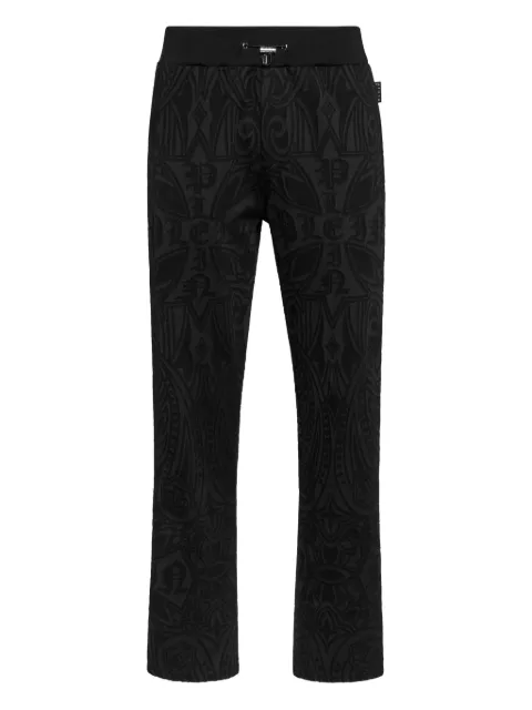 Philipp Plein Chrome Crest jacquard-pattern trousers Black AAECMJT2700PTE003N