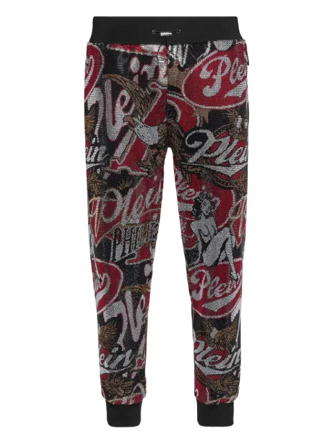Philipp Plein Plein Beer Stones rhinestone-embellished logo track pants Black AAECMJT2707PTE003N