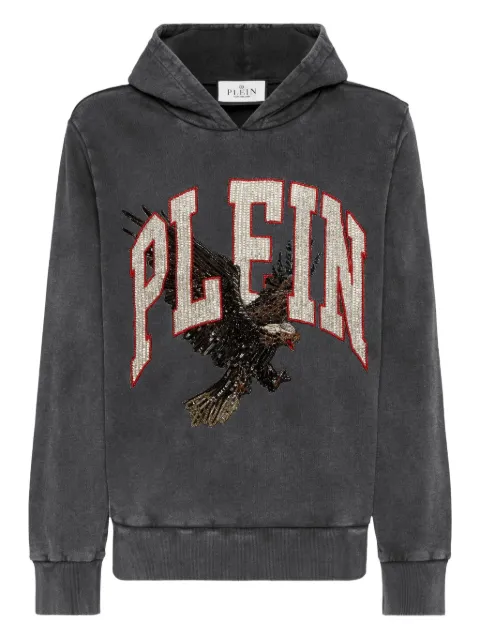 Philipp Plein eagle-embellished hoodie Black AAECMJB3896PTE180N