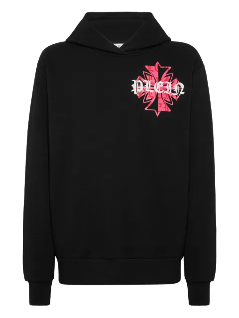Philipp Plein crest graphic-print hoodie Black AAECMJB3866PTE003N