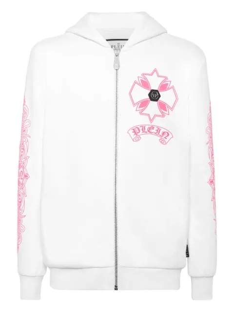 Philipp Plein chrome zip-fastening hoodie White AAECMJB3851PJY002N