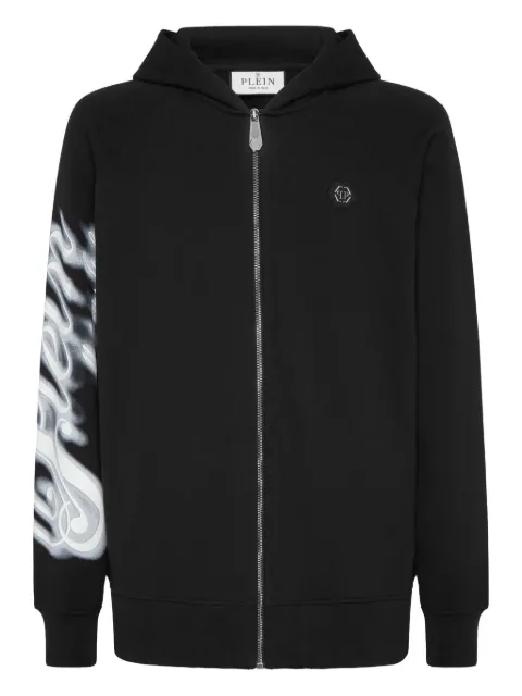 Philipp Plein graphic-print zip hoodie Black AAECMJB3794PTE003N