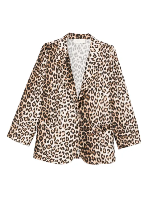 La Prestic Ouiston leopard-print single-breasted blazer Brown WJA33A