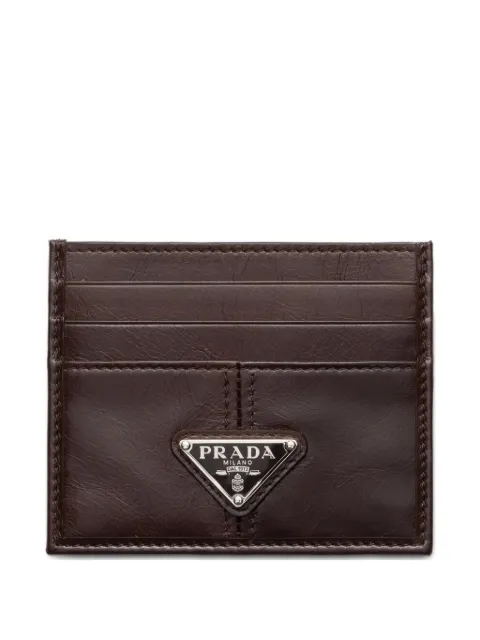 Prada logo-plaque leather card holder Brown 2MC0252CX7
