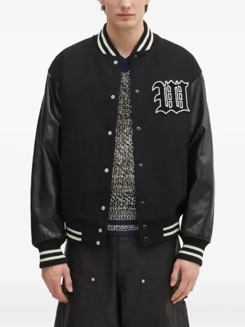 WACKO MARIA Type-2 contrast-sleeves varsity jacket Black 24FWWMOBL16