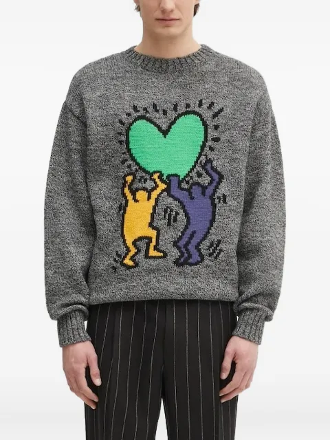 WACKO MARIA heart-motif wool sweater Grey KHWMKN03