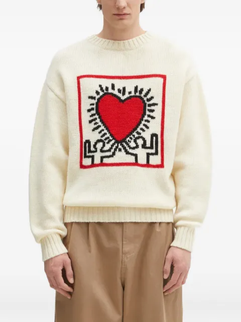 WACKO MARIA heart-motif crew-neck sweater Neutrals KHWMKN01