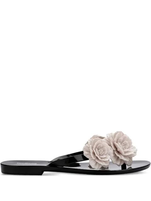 Melissa Harmonic Springtime floral-embellished flip flops Black 35704AT136