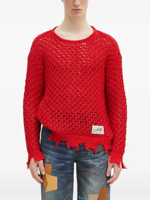 Andersson Bell open-knit frayed sweater Red ATB1240U