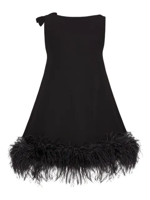 Valentino Garavani feather-trim midi dress Black BVA9P08HF