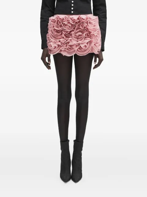 AMBUSH rose-appliqué ruffled skirt Pink 12115389