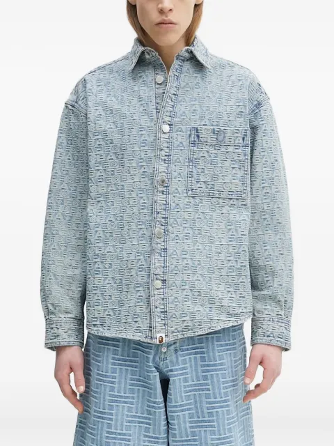 A BATHING APE® monogram-print denim shirt jacket Blue 80131002
