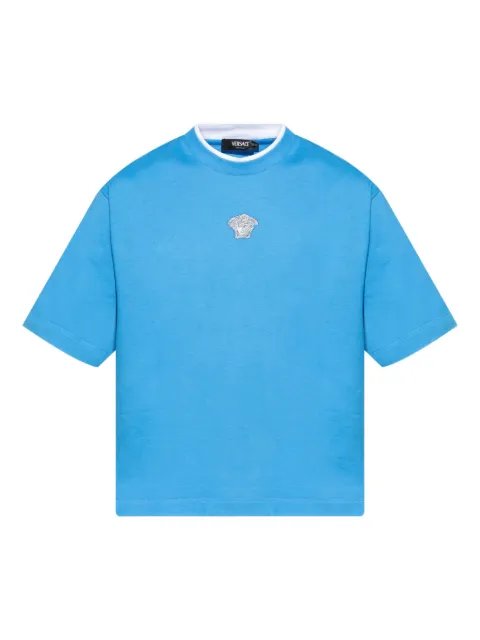 Versace Medusa-embroidered T-shirt Blue 10196631A14158