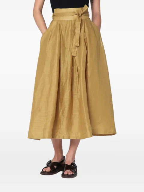 MARK KENLY DOMINO TAN tie-waist pleated midi skirt Neutrals 2520783952CO