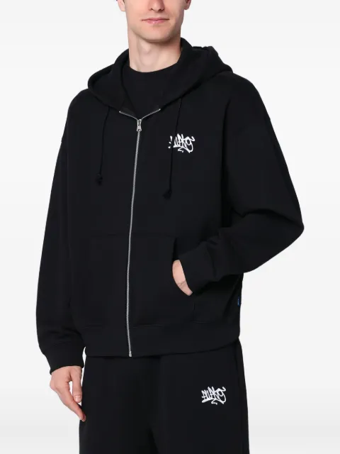 Awake NY logo-print zip-up hoodie Black AWKSP25HD005CO