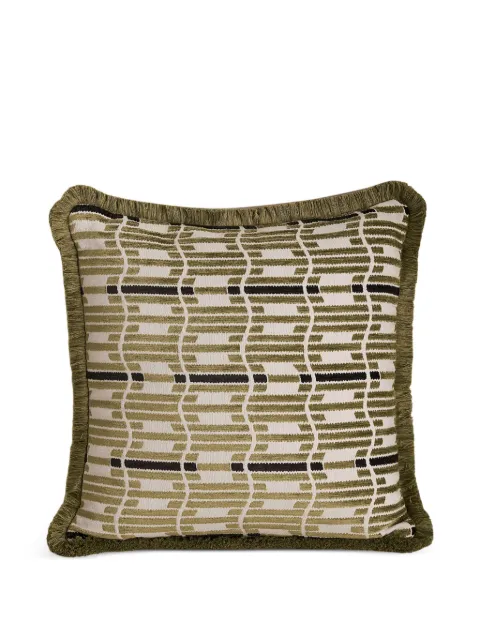 Soho Home Erin geometric-pattern fringed cushion Green 79976777